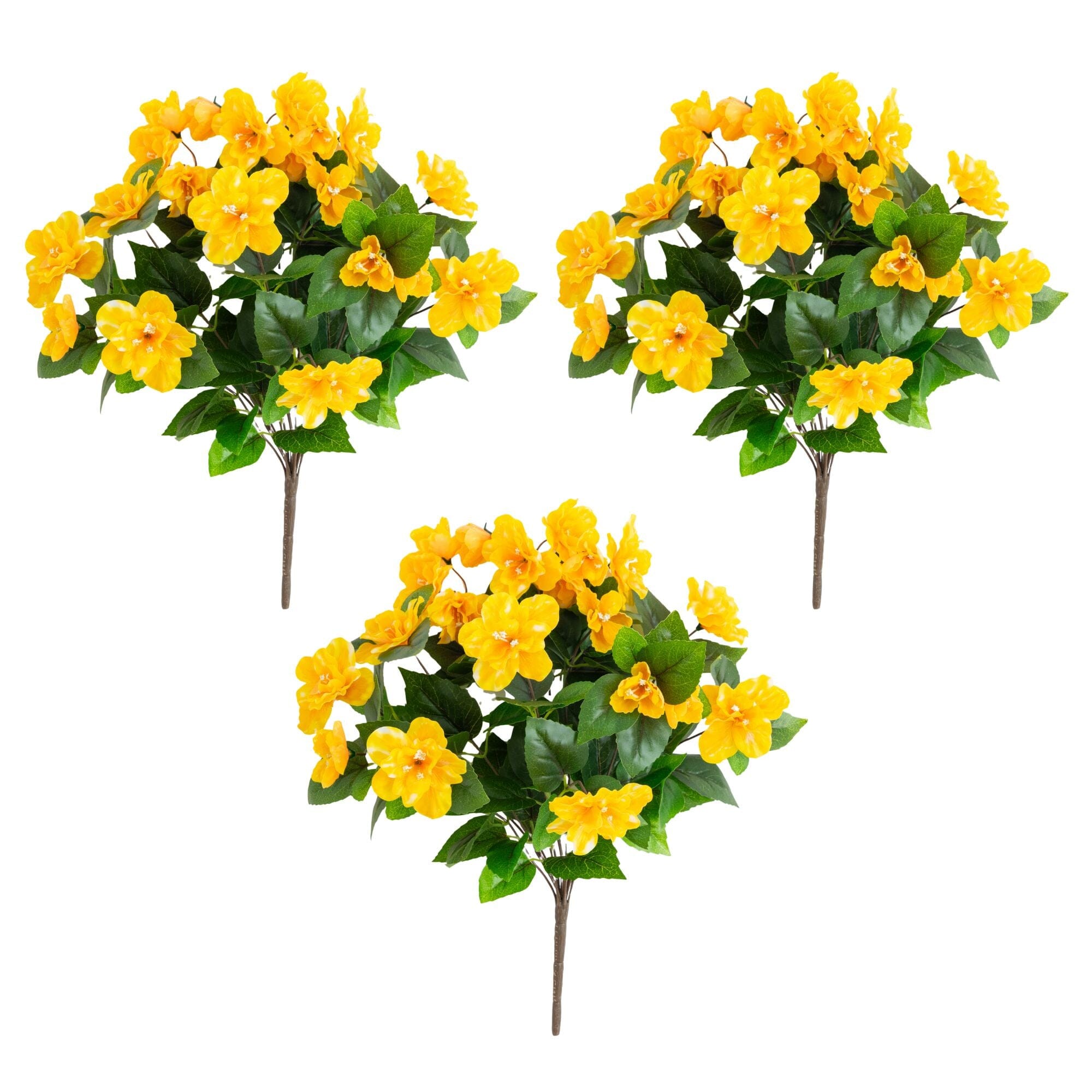 19" UV Resistant Artificial Azalea Bush (Indoor/Outdoor) - Set of 3