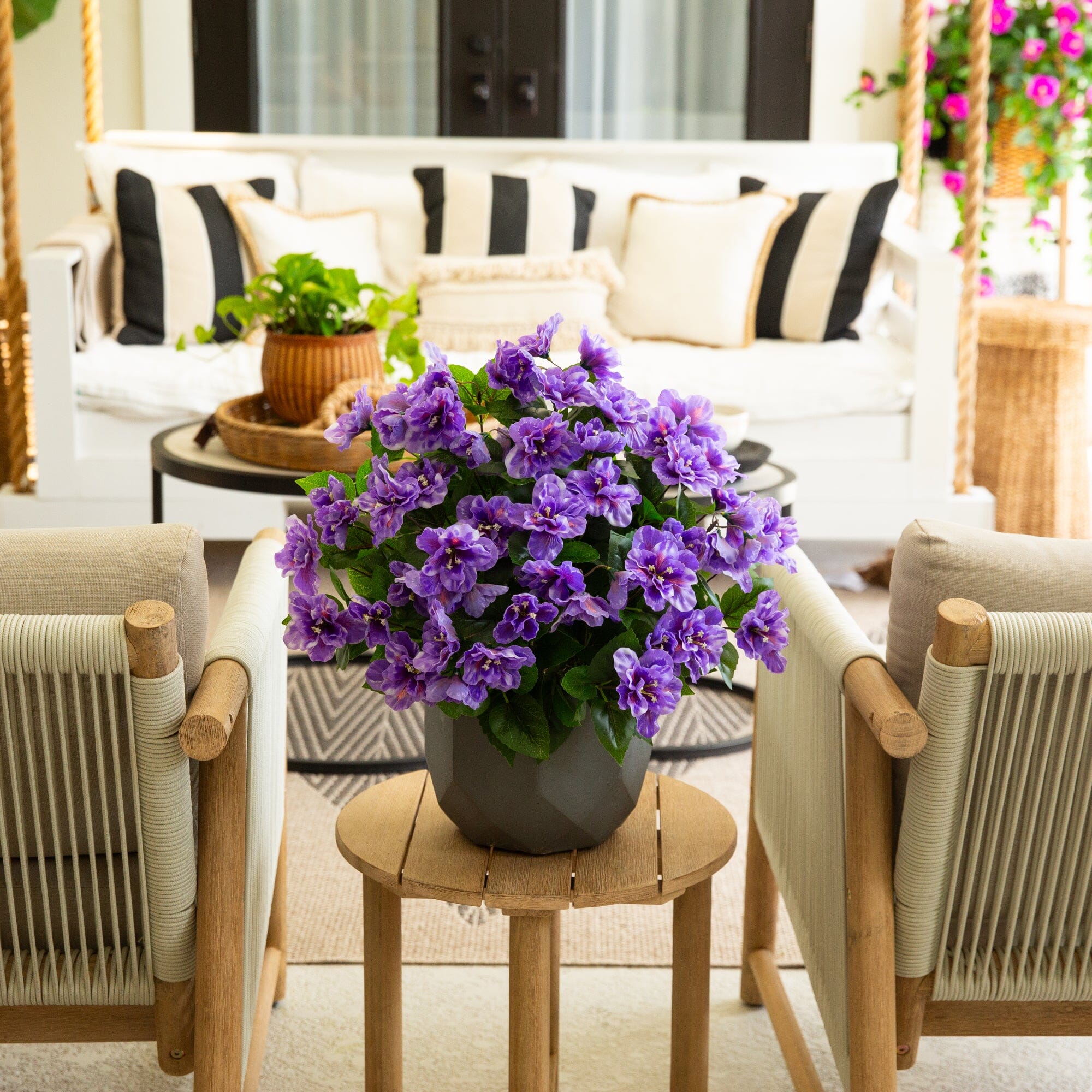 19" UV Resistant Artificial Azalea Bush (Indoor/Outdoor) - Set of 3