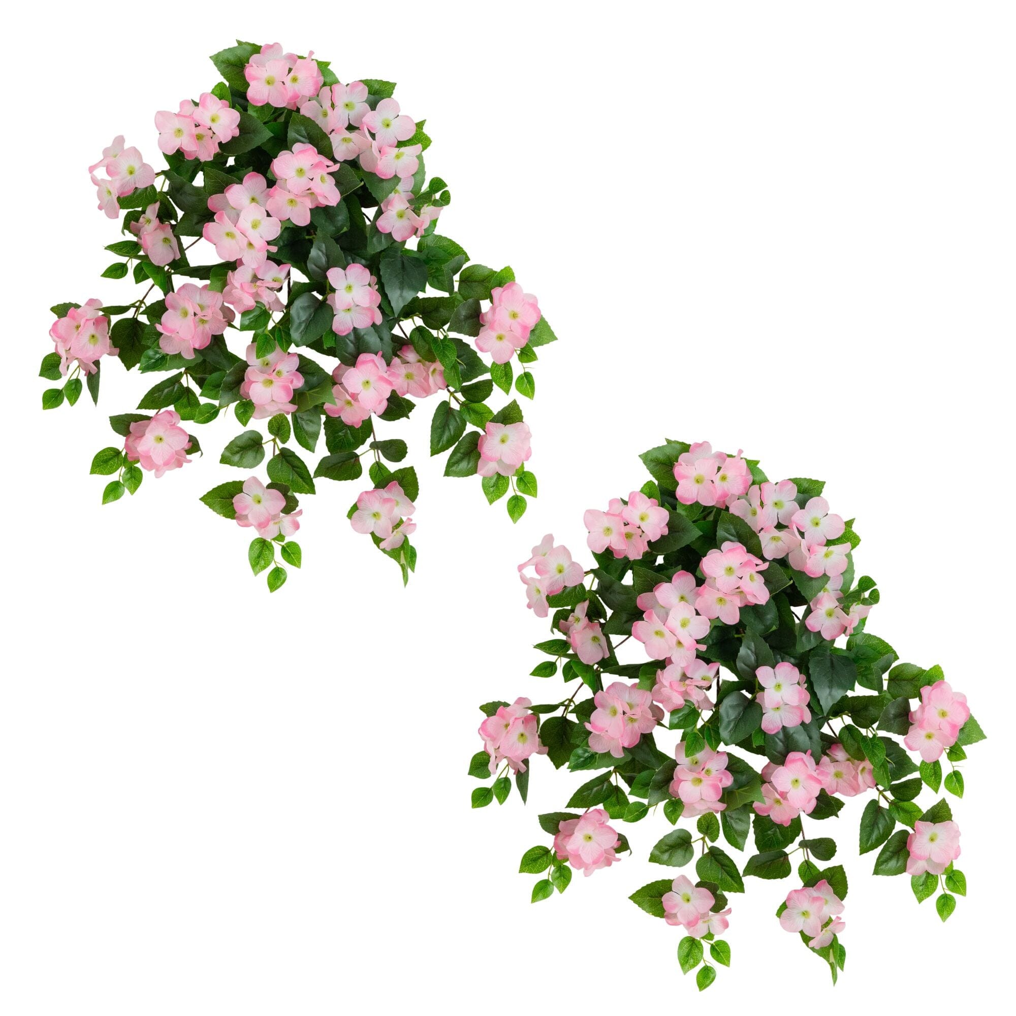 24" UV Resistant Artificial Hydrangea Hanging Plant (Indoor/Outdoor) - Set of 2
