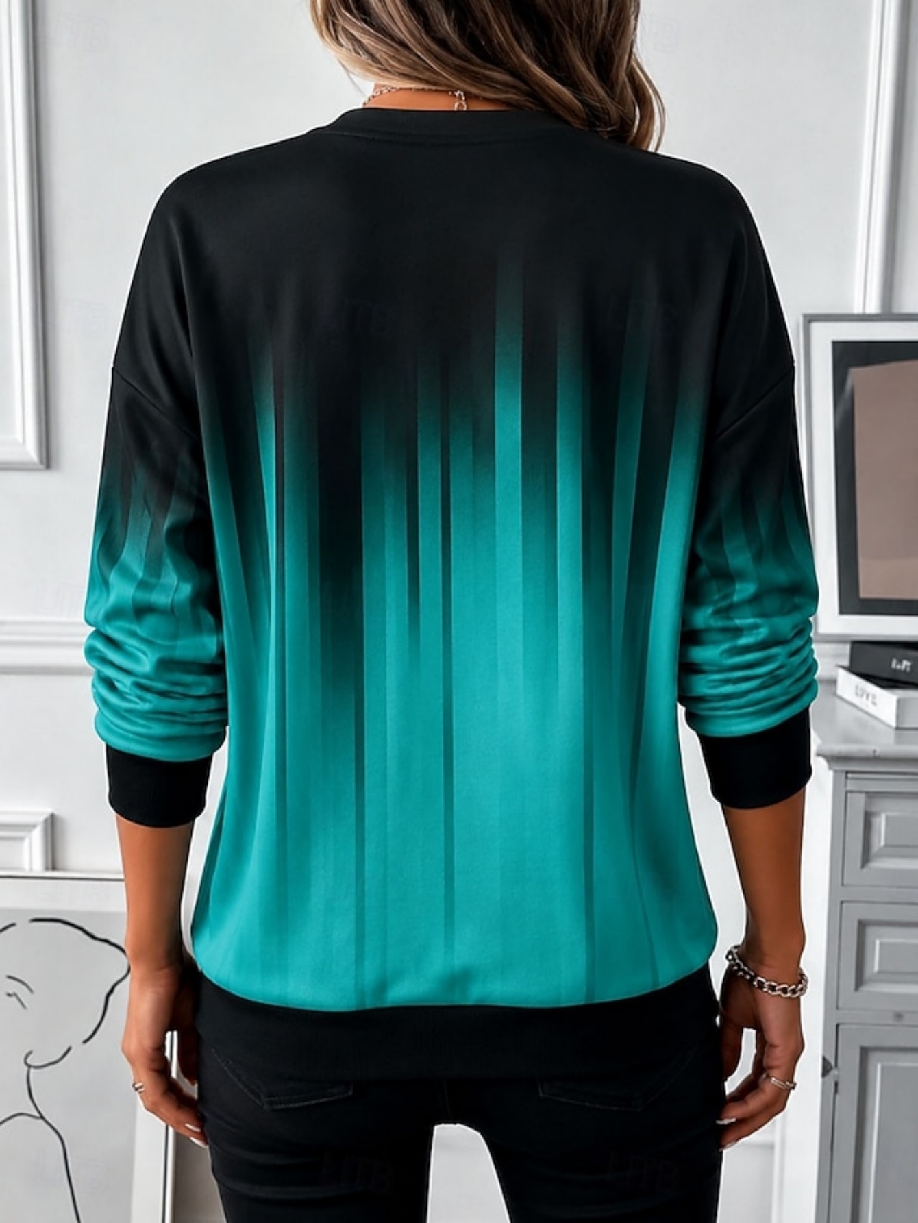 🍂 Women’s Casual Half-Zip Top Gradient Print Long Sleeve Sweatshirt