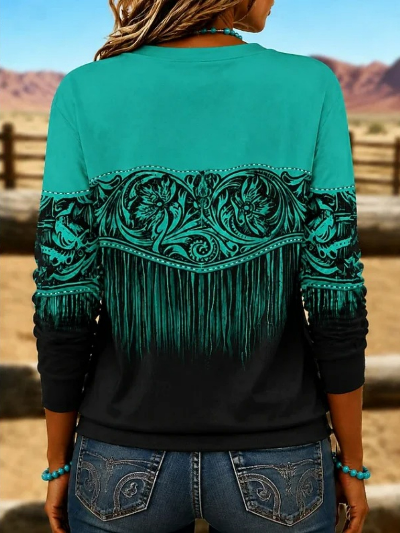 🌵Women’s Casual Printed Half-Zip Top Western Long Sleeve Blouse