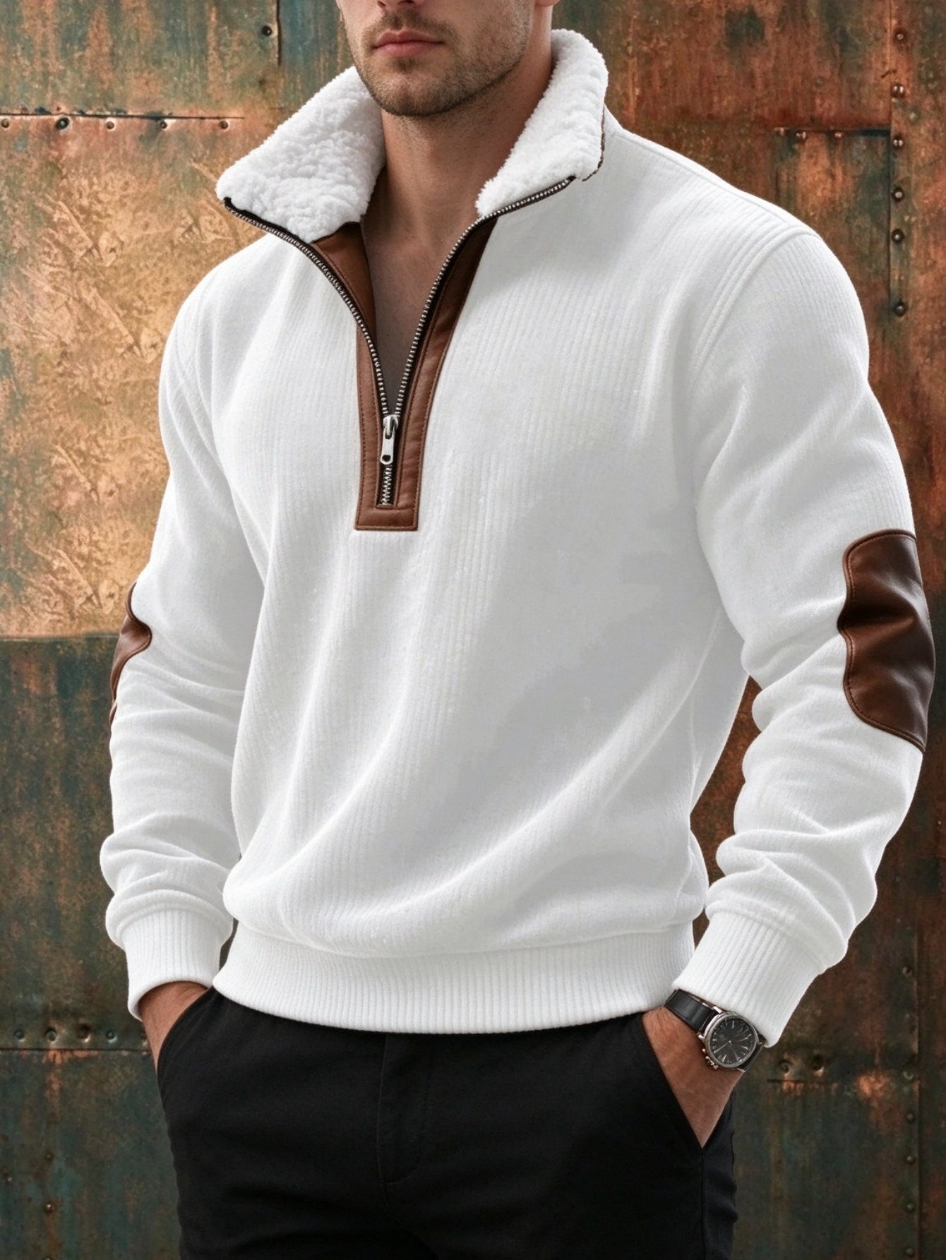 🛠️ Men’s Casual Stand Collar Top Quarter-Zip Fleece Pullover