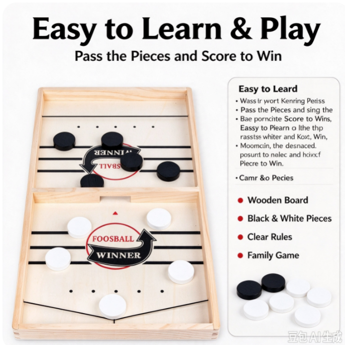 VOXIRA Fast Sling Puck Wooden Board Game, 2 Players Tabletop Battle Game for Family & Party