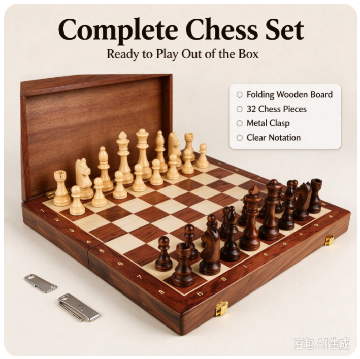 VOXIRA Handmade Wooden Folding Chess Set, Portable Travel Chess Board Game with Complete Chess Pieces
