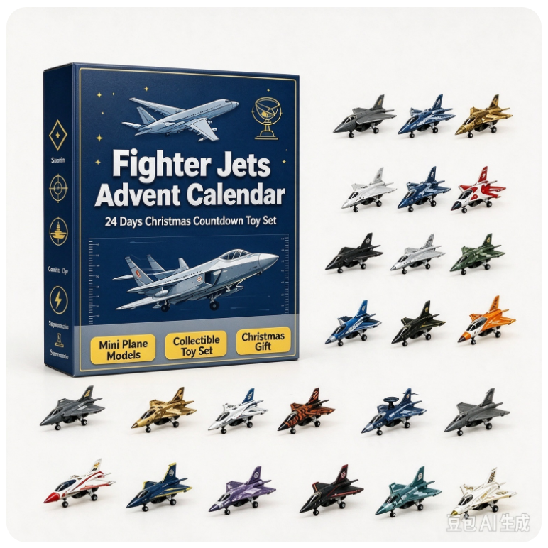 VOXIRA Fighter Jets Advent Calendar, 24 Mini Military Plane Toy Countdown Box