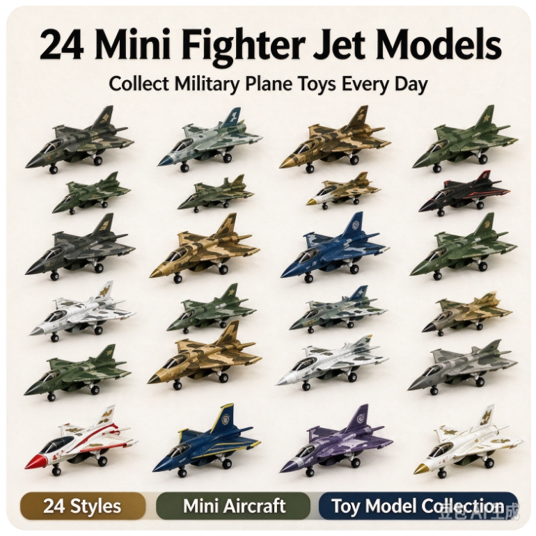 VOXIRA Fighter Jets Advent Calendar, 24 Mini Military Plane Toy Countdown Box