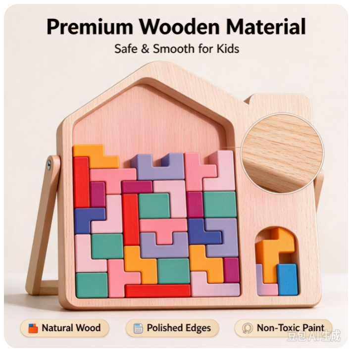 VOXIRA Wooden Shape Block Puzzle, Kids Early Educational Brain Game