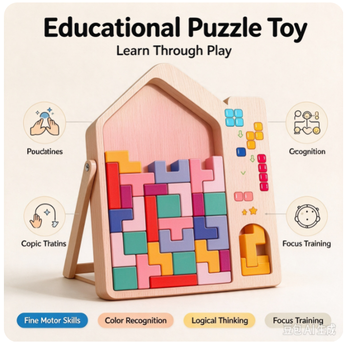 VOXIRA Wooden Shape Block Puzzle, Kids Early Educational Brain Game