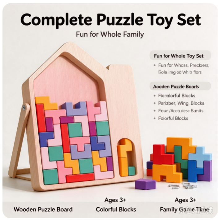VOXIRA Wooden Shape Block Puzzle, Kids Early Educational Brain Game