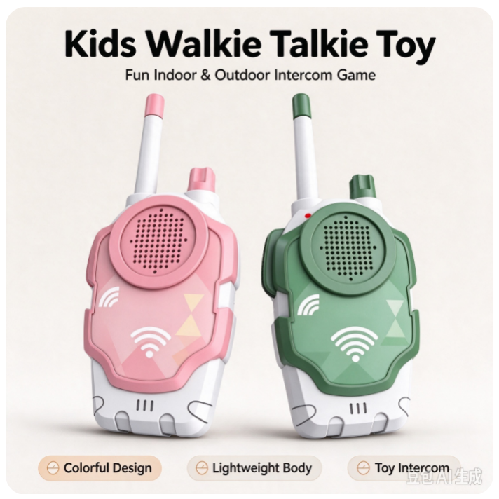 VOXIRA Kids Walkie Talkies Set, 2 Pcs Portable Two-Way Radio Toy, Outdoor Interactive Game Toy for Children Age 3+