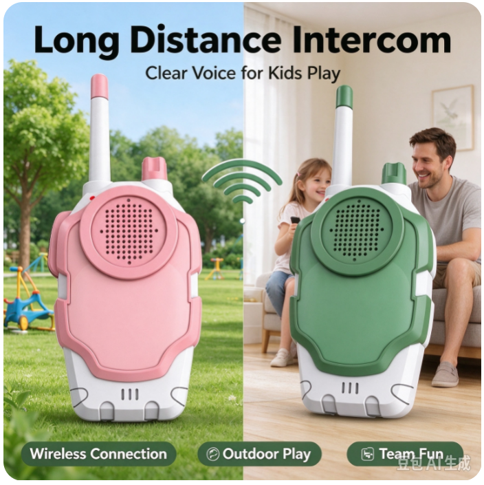 VOXIRA Kids Walkie Talkies Set, 2 Pcs Portable Two-Way Radio Toy, Outdoor Interactive Game Toy for Children Age 3+