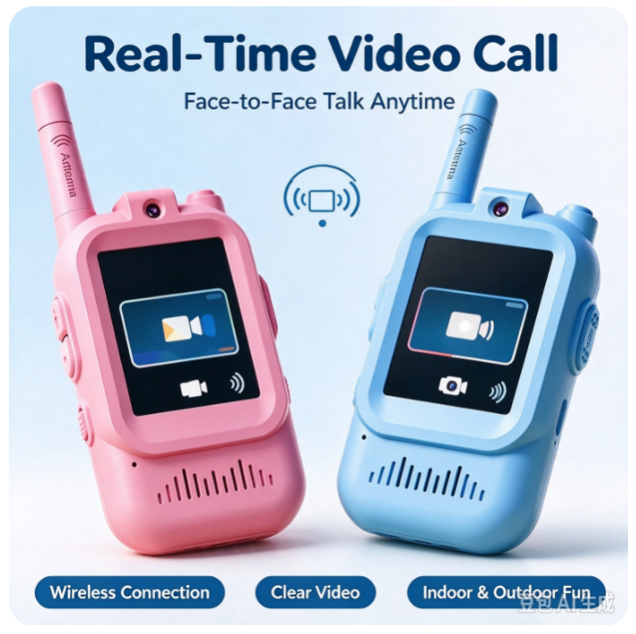 VOXIRA WIFI Kids Video Walkie Talkies Toy Set, 2 Pack Rechargeable Video Intercom