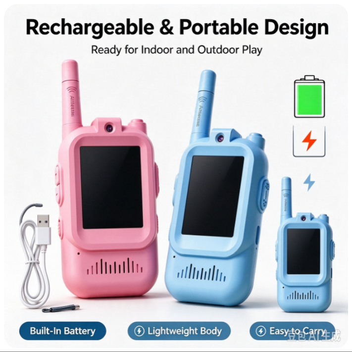 VOXIRA WIFI Kids Video Walkie Talkies Toy Set, 2 Pack Rechargeable Video Intercom
