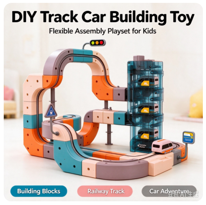 VOXIRA DIY Assembly Track Car Toy, Multi-Layer Elevator Race Track Set