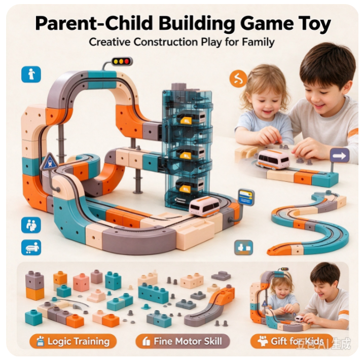 VOXIRA DIY Assembly Track Car Toy, Multi-Layer Elevator Race Track Set