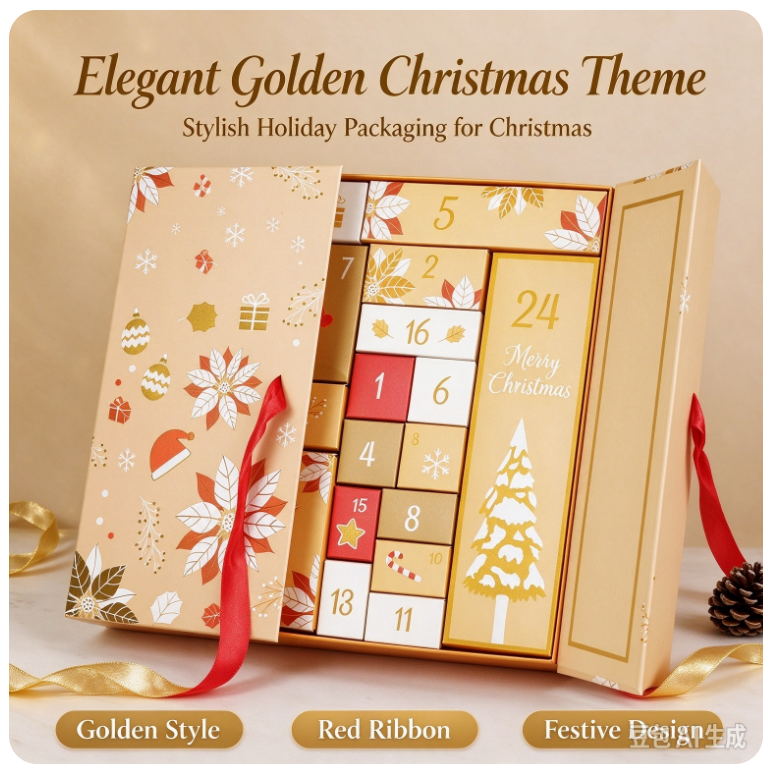 VOXIRA Empty Christmas Advent Calendar Box, 24 Compartments DIY Fillable Countdown Box