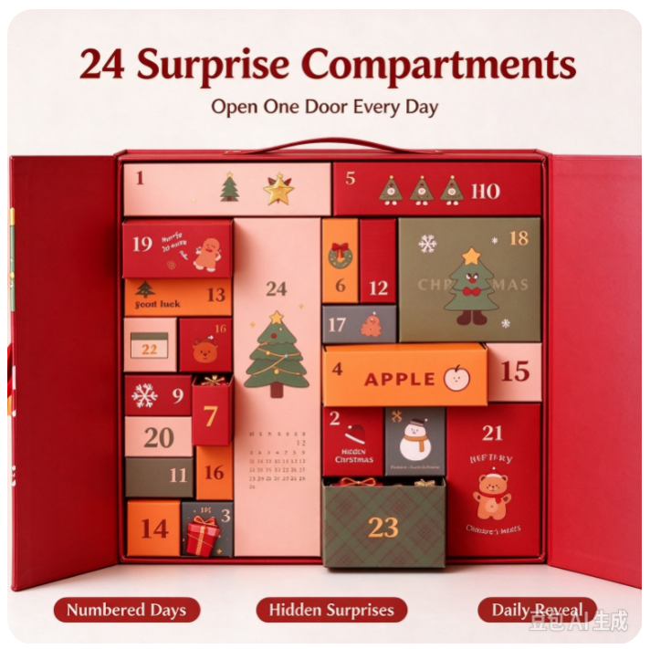 VOXIRA Christmas Advent Calendar Gift Box, 24 Days Countdown Surprise Box