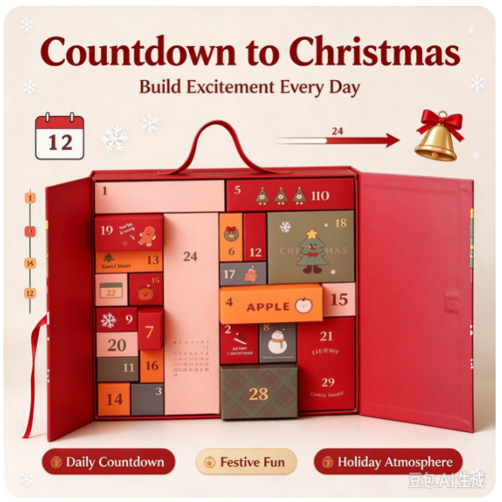 VOXIRA Christmas Advent Calendar Gift Box, 24 Days Countdown Surprise Box