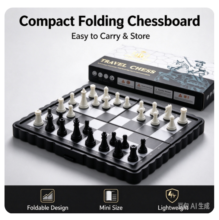 VOXIRA Mini Magnetic Travel Chess Set, Portable Folding Pocket Chess Board Game for Adults & Kids