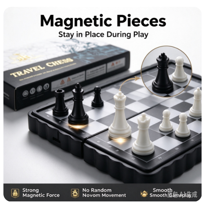 VOXIRA Mini Magnetic Travel Chess Set, Portable Folding Pocket Chess Board Game for Adults & Kids
