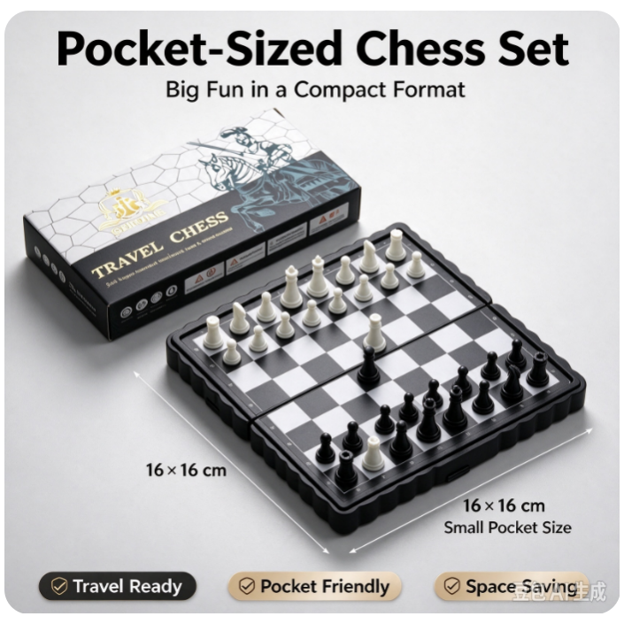 VOXIRA Mini Magnetic Travel Chess Set, Portable Folding Pocket Chess Board Game for Adults & Kids