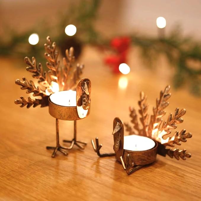 Handmade Metal Turkey Tea Light Candle Holder | Thanksgiving Decor