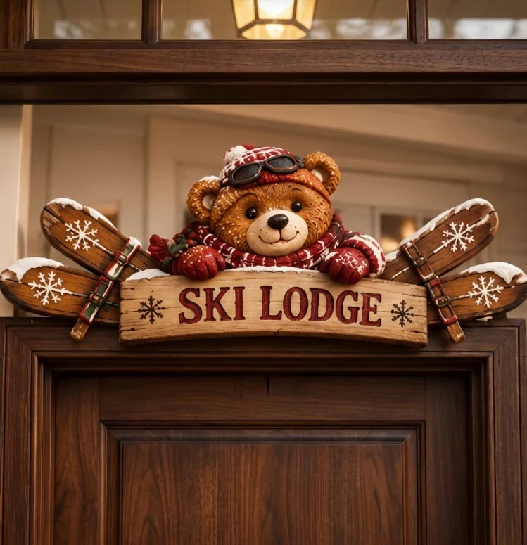 🔥HOT SALE🔥❄️🎿 | Rustic Winter Mountain Cabin Door Frame Decor, Christmas Above-Door Wall Sign, Seasonal Porch Home Ornament