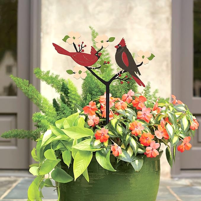 Cardinal Yard Sign Stake | Metal Bird Decorative Garden Stake