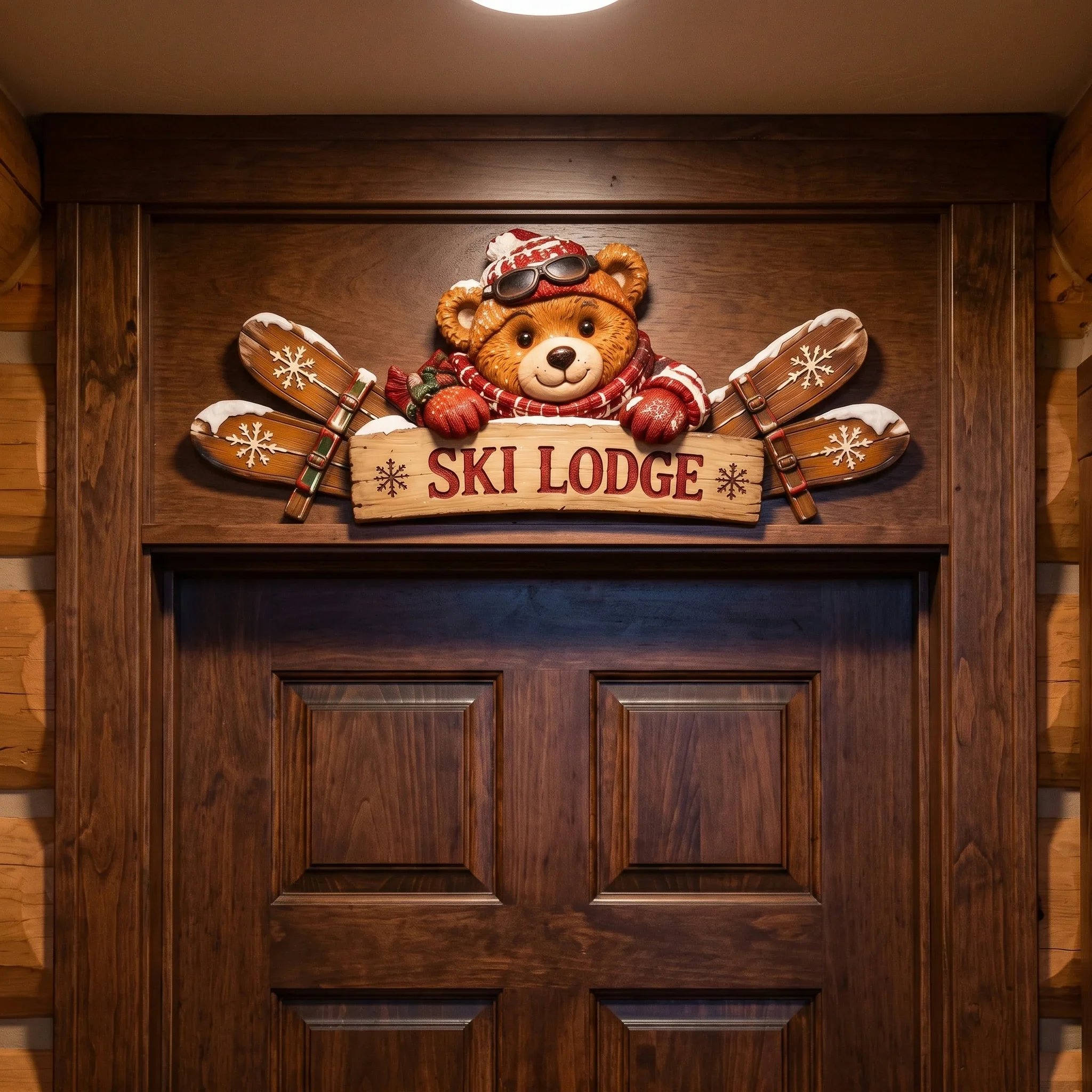 🔥HOT SALE🔥❄️🎿 | Rustic Winter Mountain Cabin Door Frame Decor, Christmas Above-Door Wall Sign, Seasonal Porch Home Ornament
