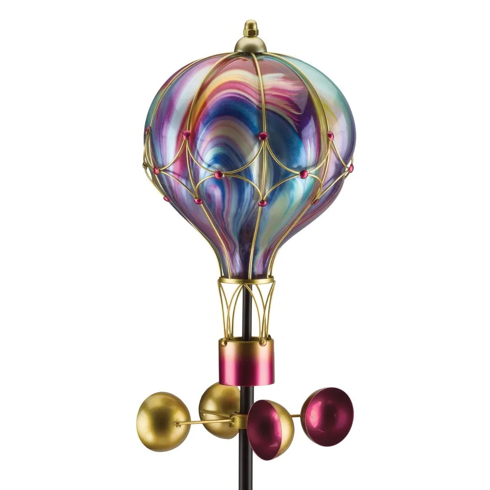Hot Air Balloon Solar Spinning Garden Stake
