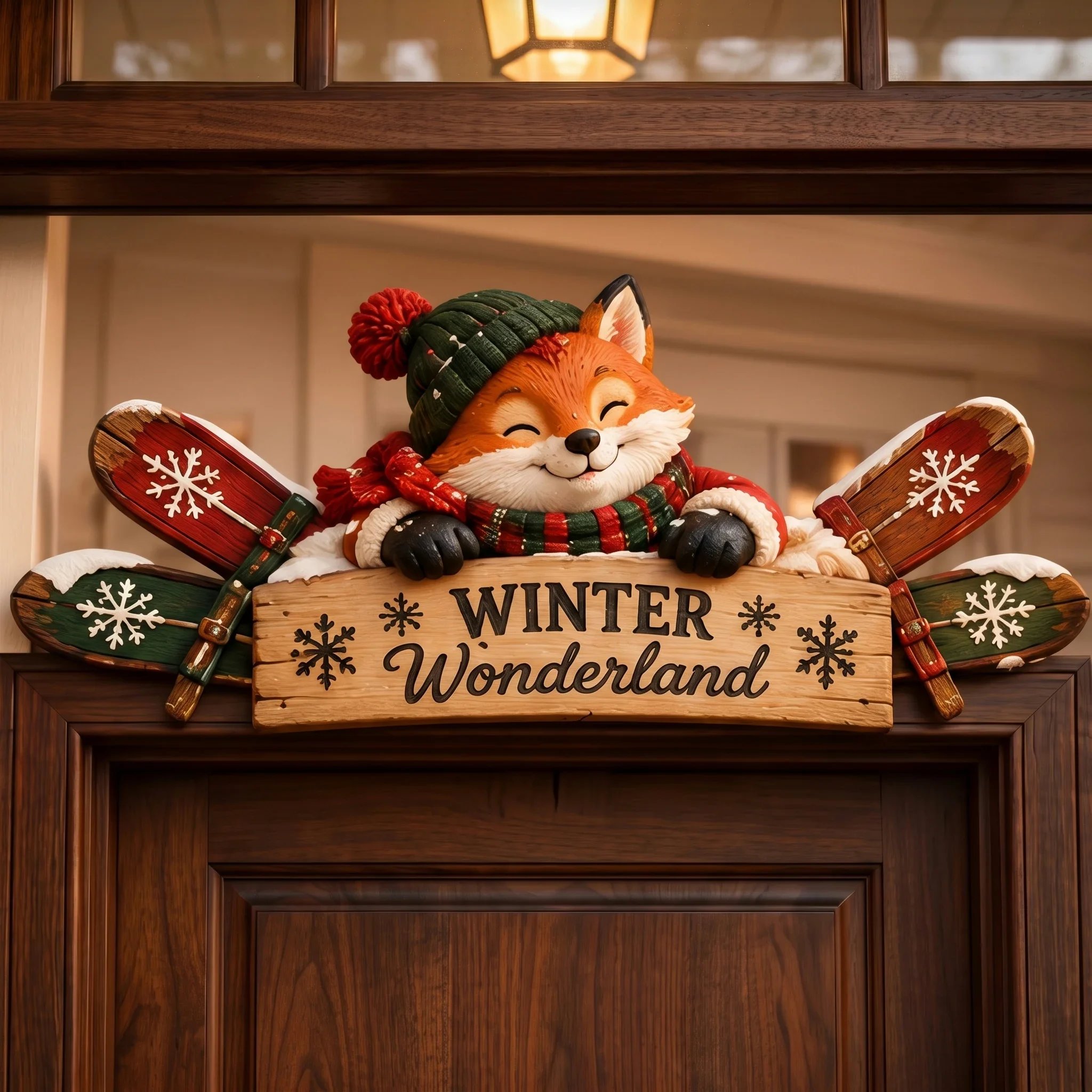 🔥HOT SALE🔥❄️🎿 | Rustic Winter Mountain Cabin Door Frame Decor, Christmas Above-Door Wall Sign, Seasonal Porch Home Ornament