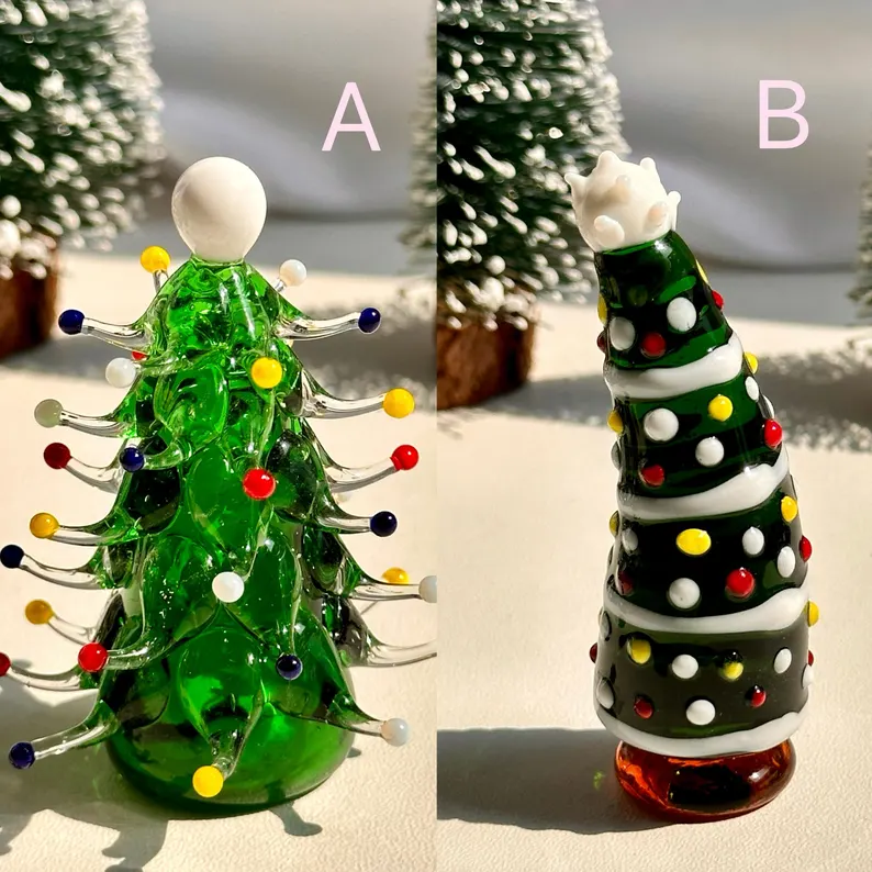 🎄Handmade Lampwork Miniature Christmas Trees