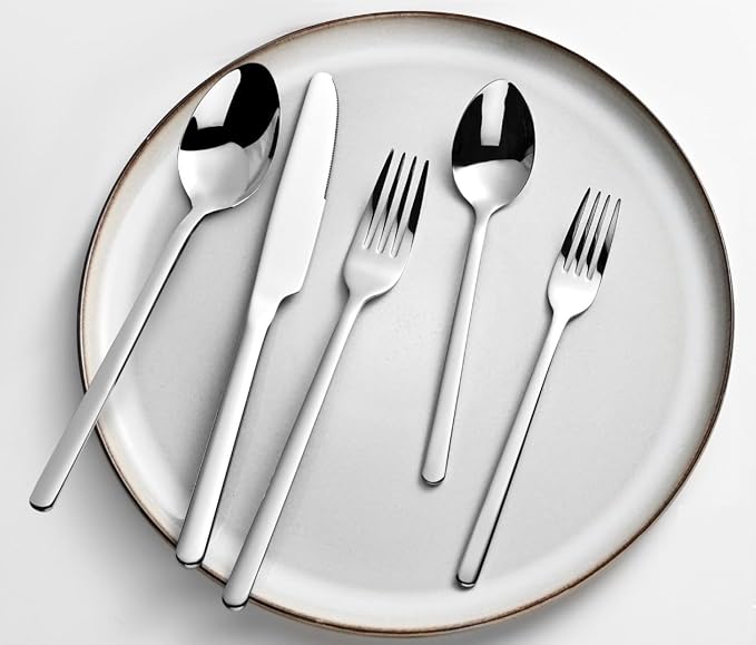 Silverware Set, 20 Piece Flatware Cutlery Set for 4, 18/10 Stainless Steel Silverware Mirror Polished Dishwasher Safe for Home, Restaurant, Wedding, Party(Silver, 20 pieces for 4)