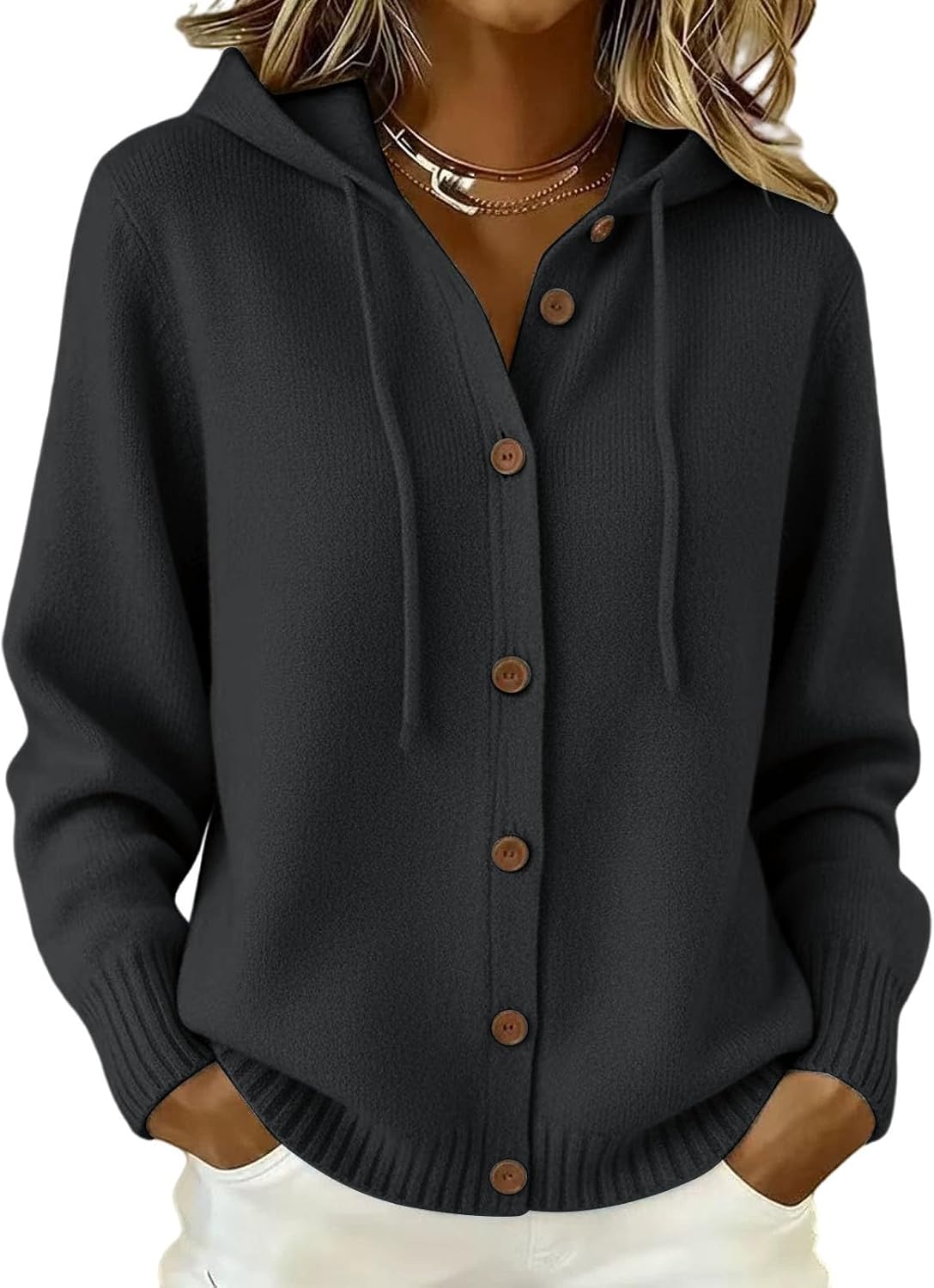 Cashmere Cardigan Sweaters for Women Plus Size Hooded Cardigan