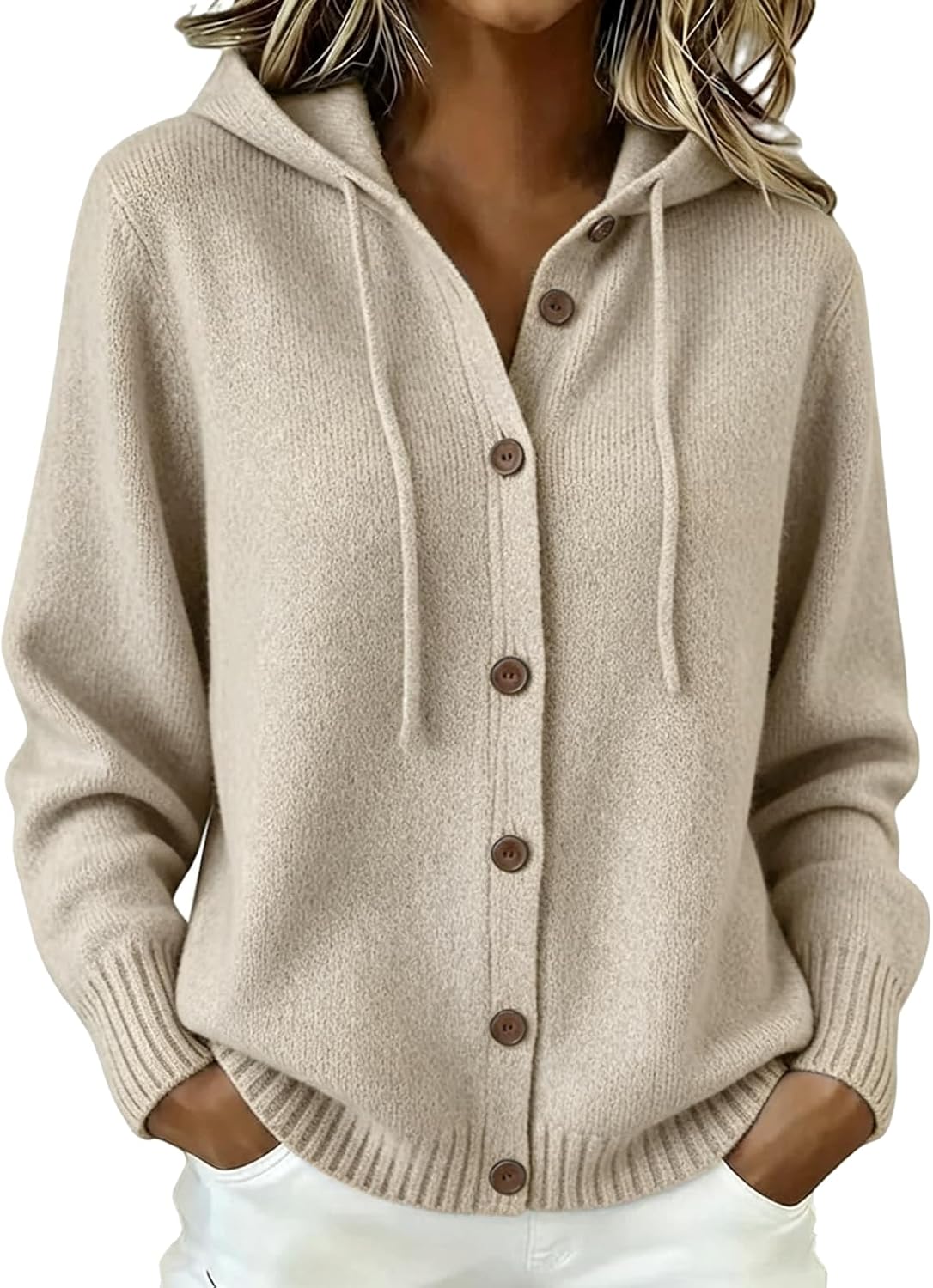 Cashmere Cardigan Sweaters for Women Plus Size Hooded Cardigan