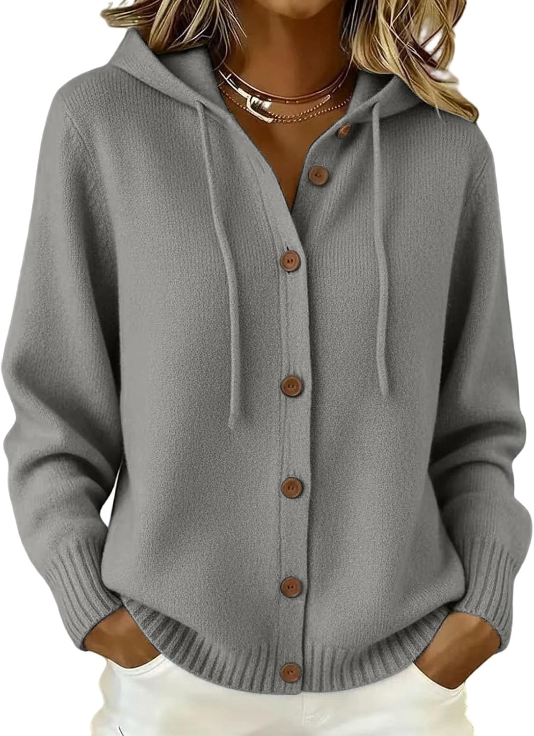 Cashmere Cardigan Sweaters for Women Plus Size Hooded Cardigan