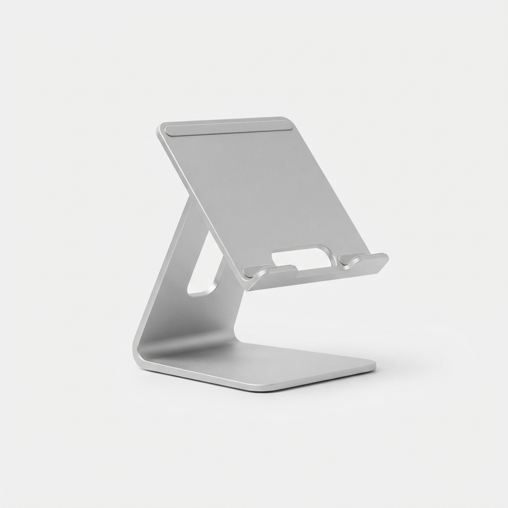 Adjustable aluminum tablet stand in lightgray