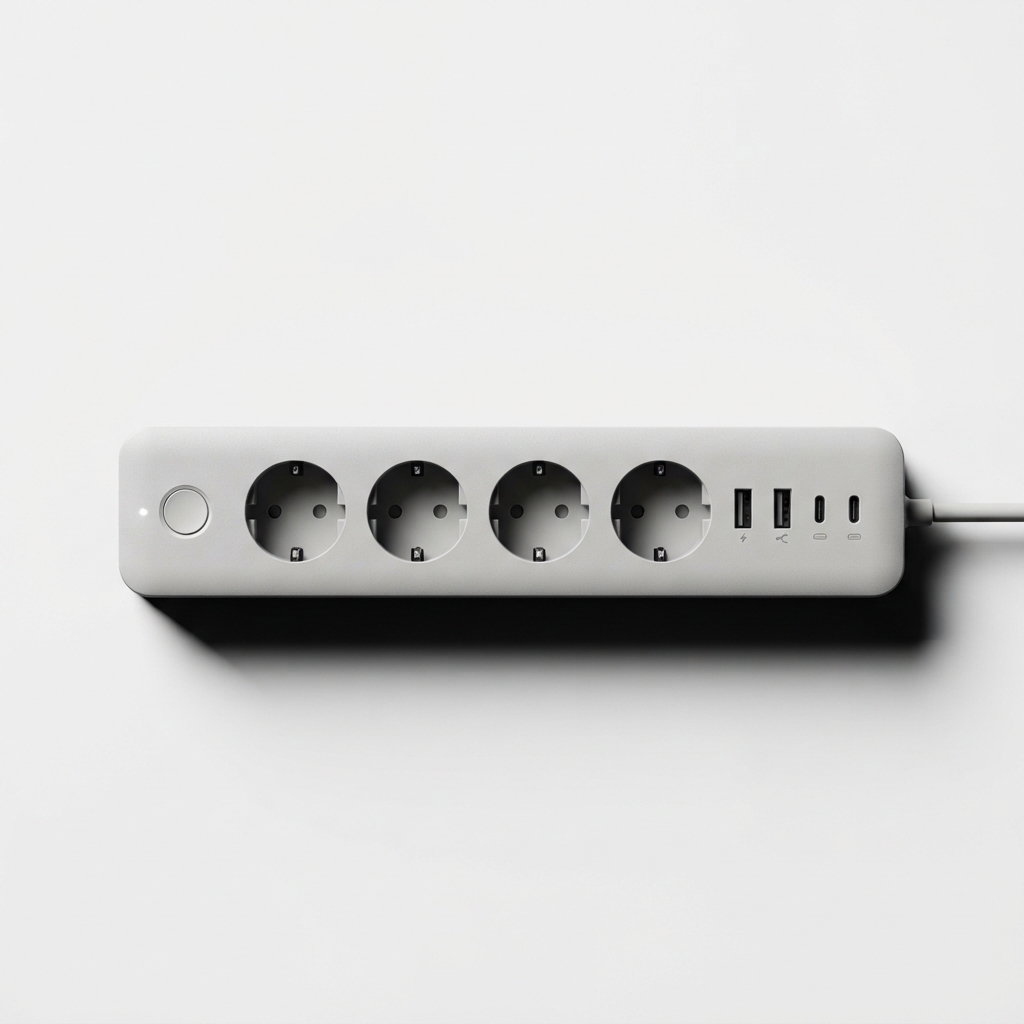 Lightgray Wi-Fi smart power strip with three outlets