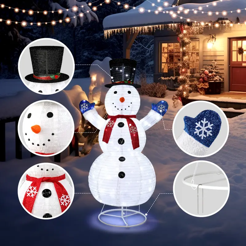 6FT Lighted Snowman with Hat - Indoor/Outdoor Holiday Decor