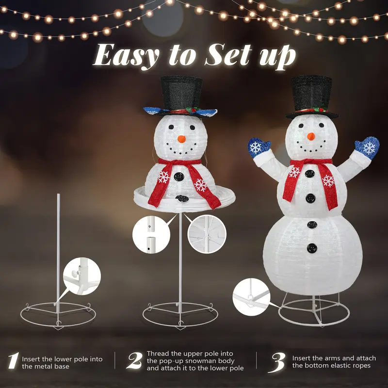 6FT Lighted Snowman with Hat - Indoor/Outdoor Holiday Decor