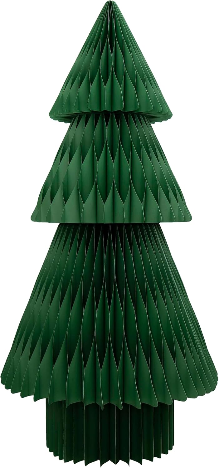 70-Inch Pop-Up Honeycomb Christmas Tree, Foldable Red Paper Holiday Centerpiece
