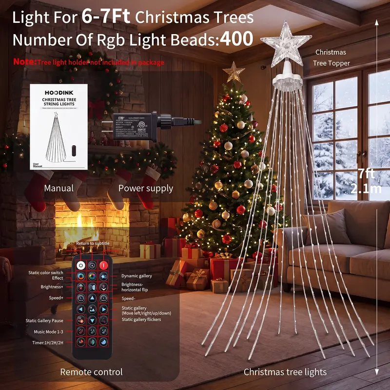 Smart Christmas Tree Lights RGB 7ft with Remote & APP Control