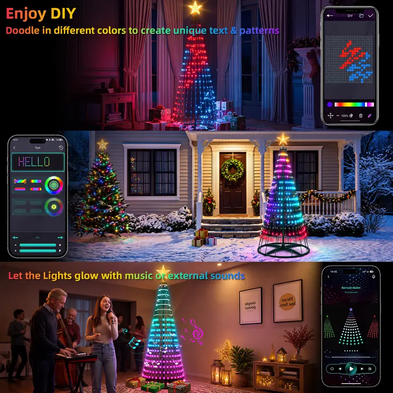 Smart Christmas Tree Lights RGB 7ft with Remote & APP Control