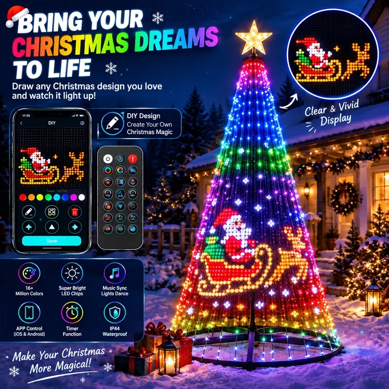 Smart Christmas Tree Lights RGB 7ft with Remote & APP Control