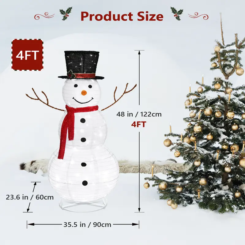 6FT Lighted Snowman with Hat - Indoor/Outdoor Holiday Decor