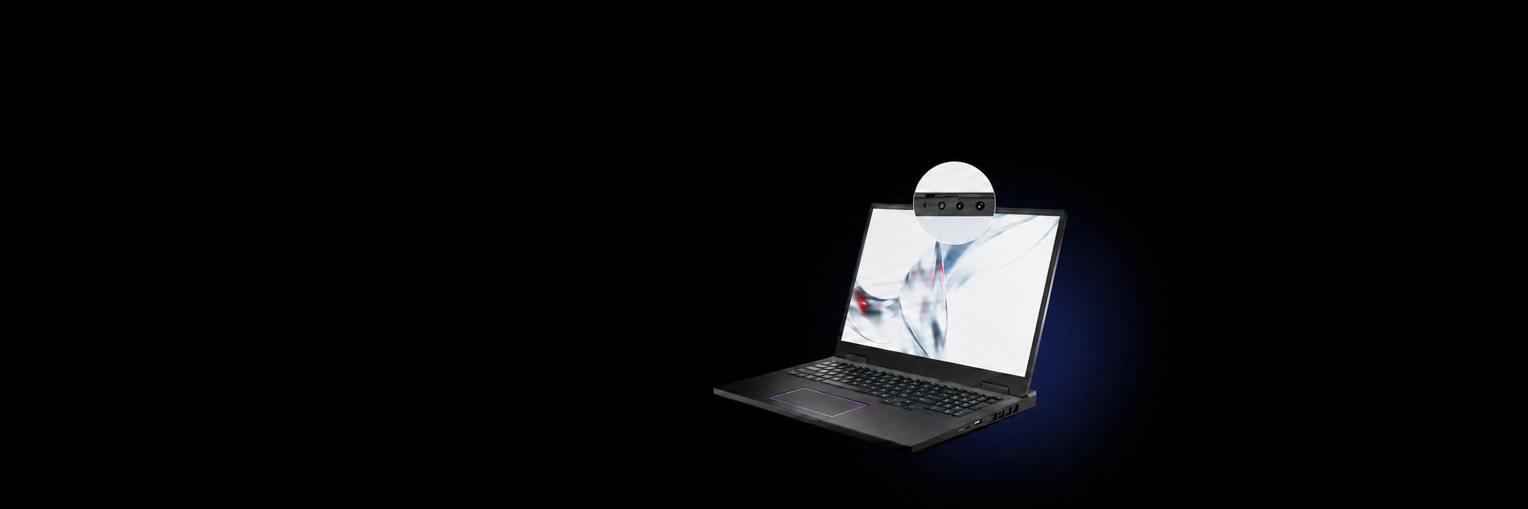 Laptop and magnified camera privacy detail