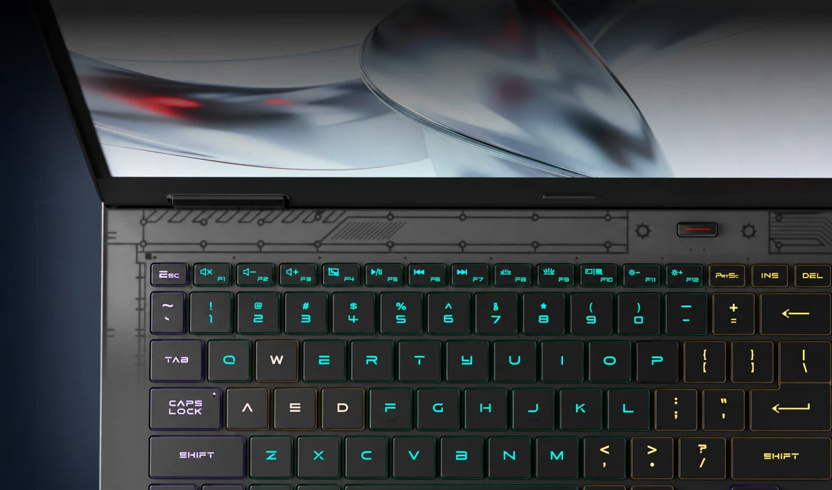 Keyboard close-up with multicolor RGB keys