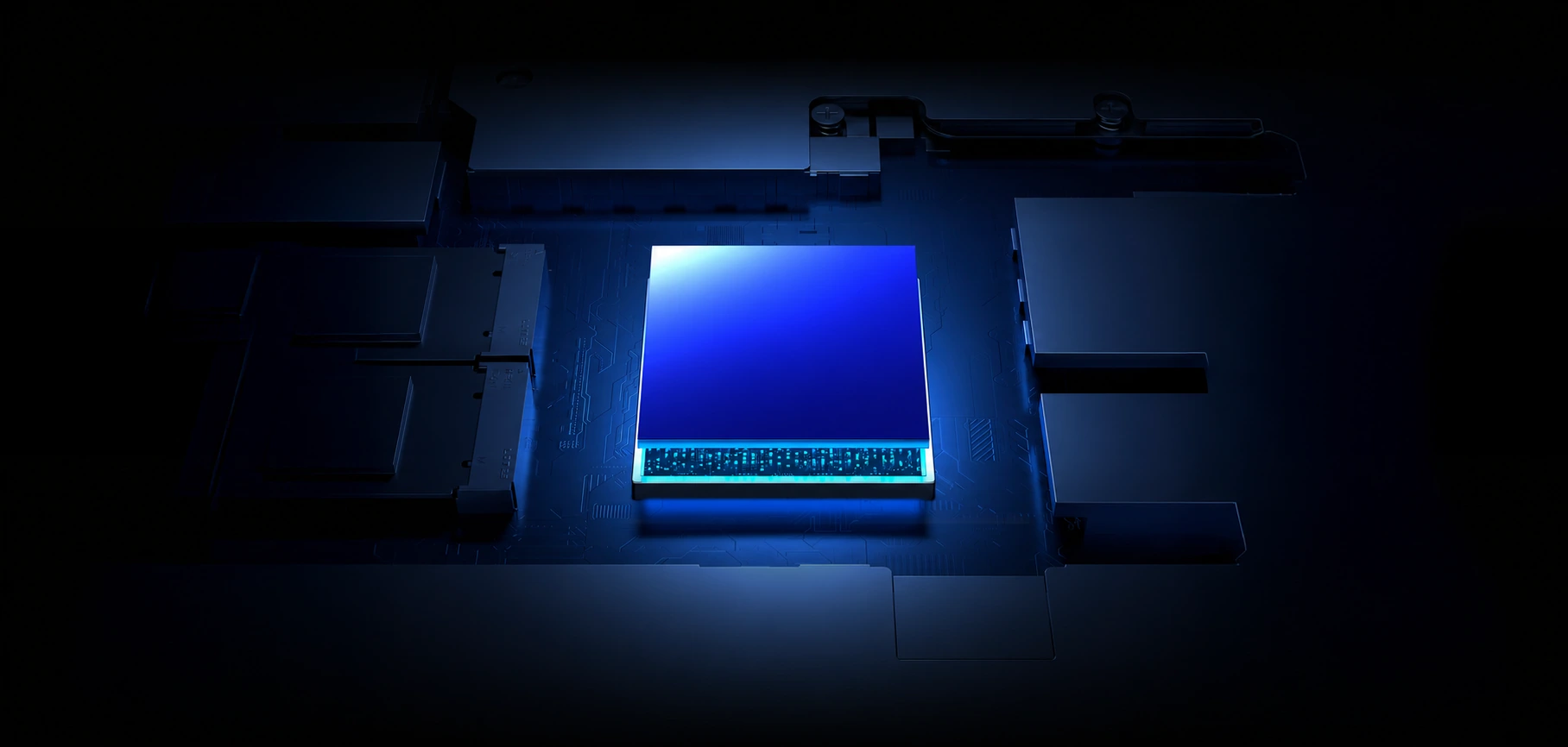Blue processor illustration without branding