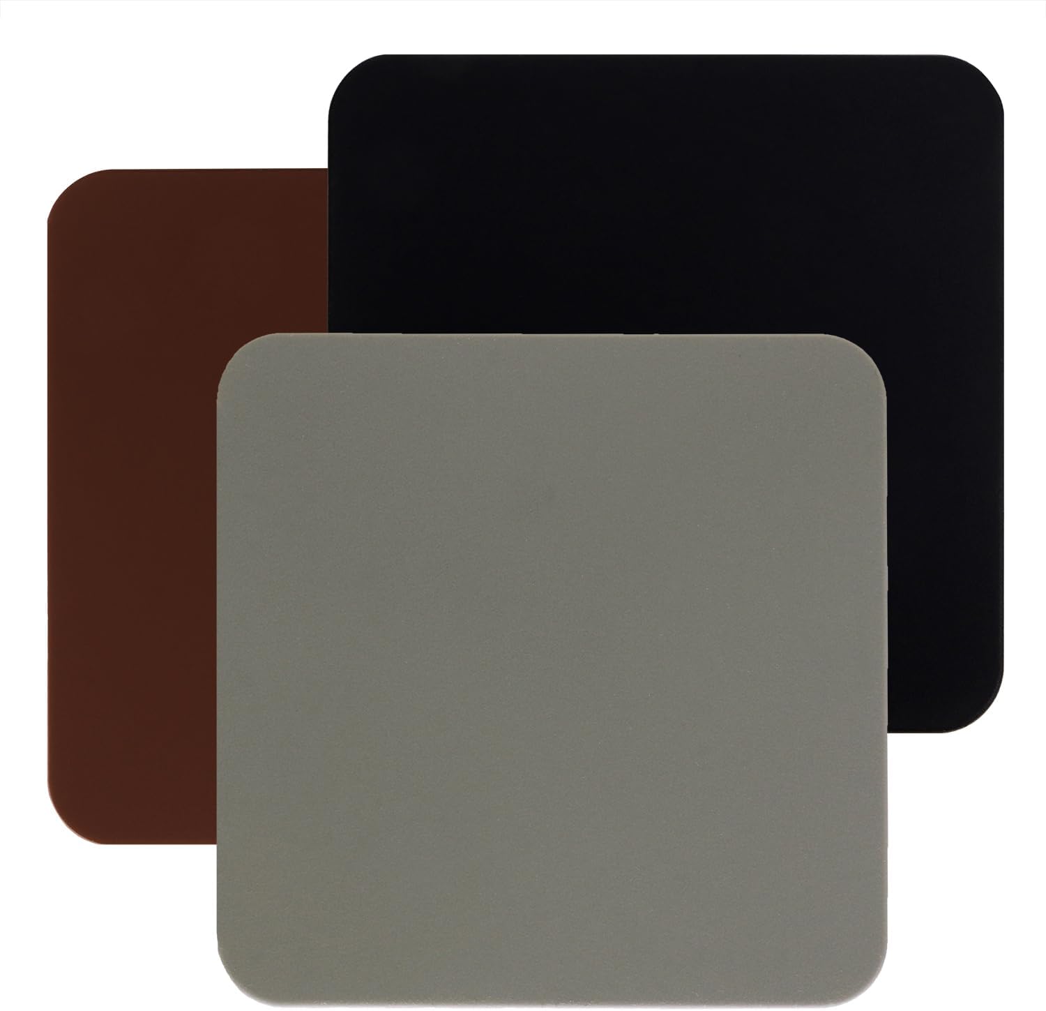 3pcs Silicone Bar Coaster Square Modern Cup Drink Mat Plate Creative Rug Mug Pad for Table Countertop Desk Cold Hot Drink Coffee Tea Kitchen Home Decor,3.93in (Black & Brown & Gray)