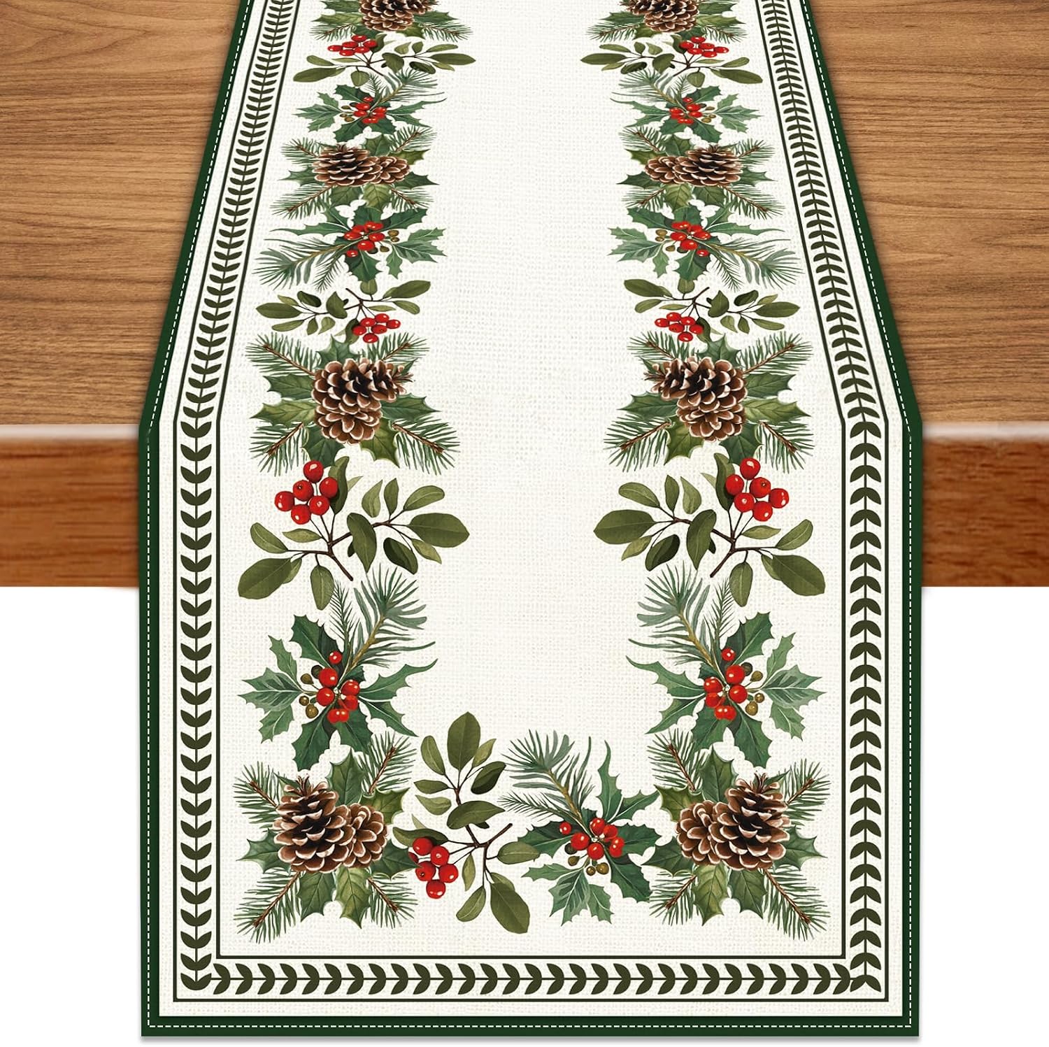 Christmas Pine Cone Table Runner 13x72
